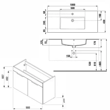 Laufen Jika Cube møbelpakke med låger, 100x43 cm, hvid