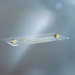 Vola T25 - 19 spejlhylde med klar akryl hylde - poleret messing natur