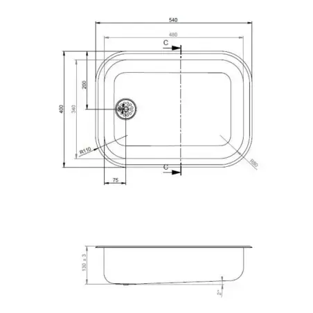 Juvel Stålvask 48x34cm