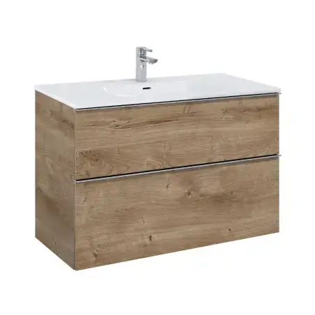 Mirall Hue 2 møbelpakke 100x46,5 cm, med skuffer, valgfrit greb, eg