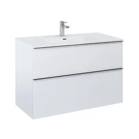 Mirall Hue 2 møbelpakke 100x46,5 cm, med skuffer, valgfrit greb, mat hvid