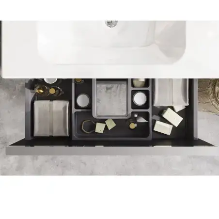 Mirall Hue 2 møbelpakke 100x46,5 cm, med skuffer, valgfrit greb, blank hvid