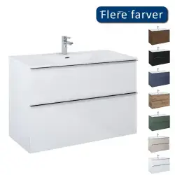 Mirall Hue 2 møbelpakke 100x46,5 cm, med skuffer, valgfrit greb, blank hvid