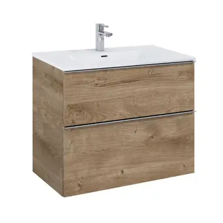 Mirall Hue 2 møbelpakke 80x44,9 cm, med skuffer, valgfrit greb, eg