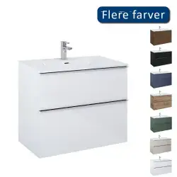 Mirall Hue 2 møbelpakke 80x44,9 cm, med skuffer, valgfrit greb, blank hvid