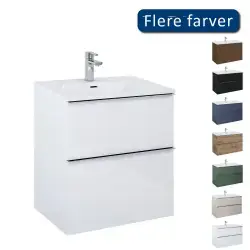 Mirall Hue 2 møbelpakke 60x46,5 cm, med skuffer, valgfrit greb, blank hvid