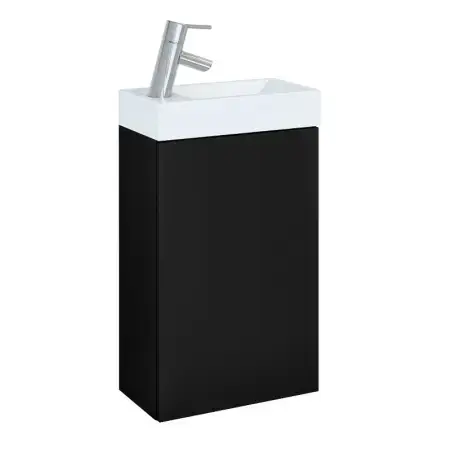 Mirall Minima møbelpakke 40x22 cm, med låge, Mat sort