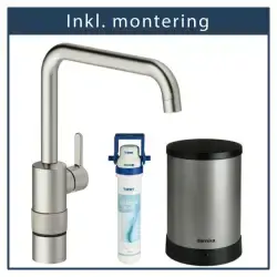 Inkl. montering Damixa Silhouet instant kogende vandhane, rustfrit stål