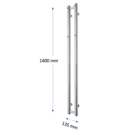 TVS Kiro håndklædetørrer, 13,5x140 cm, krom