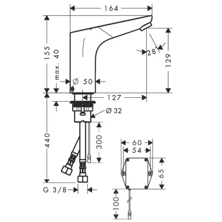 hansgrohe Focus 130 berøringsfrit håndvaskarmatur, 6V batteri, krom