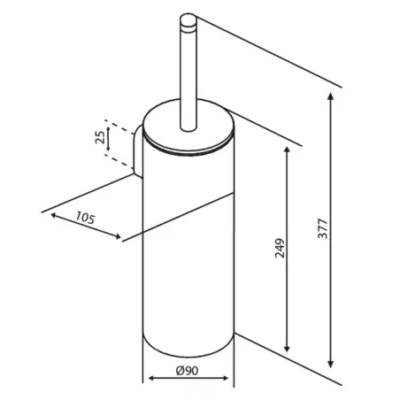 Damixa Zen Toiletbørste, Mat sort