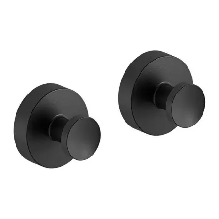 Damixa Zen håndklædekrog med roset, 2 stk, Mat sort