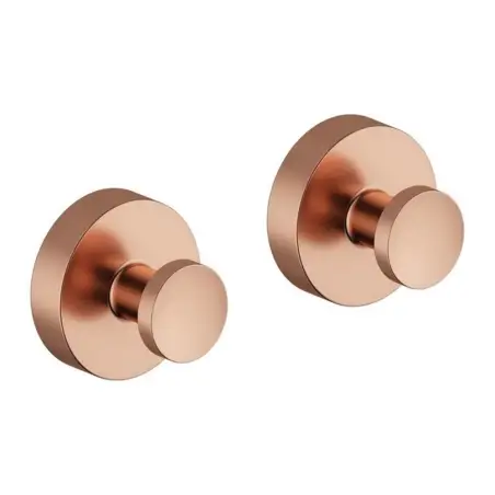 Damixa Zen håndklædekrog med roset, 2 stk, Børstet kobber