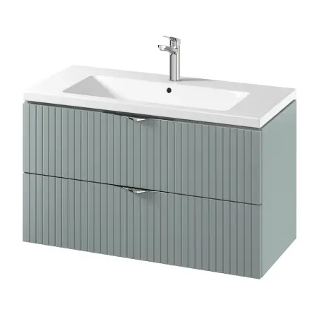 Mirall Vertica møbelpakke 100x45,5 cm, m/skuffer, Mat salvie, valgfrit greb