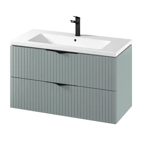 Mirall Vertica møbelpakke 100x45,5 cm, m/skuffer, Mat salvie, valgfrit greb