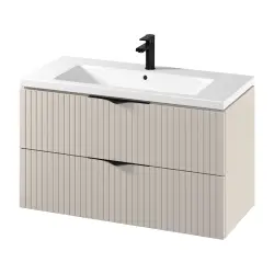 Mirall Vertica møbelpakke 100x45,5 cm, m/skuffer, Mat cashmere, valgfrit greb