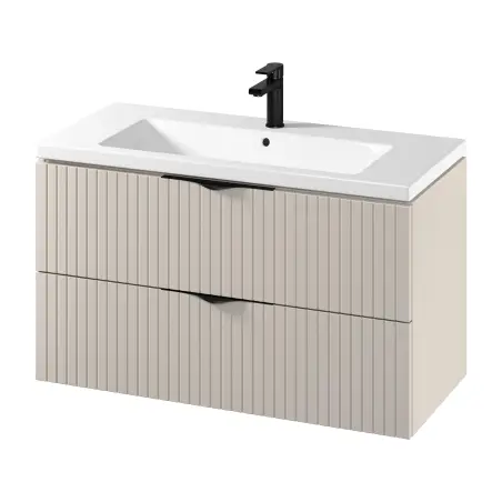 Mirall Vertica møbelpakke 100x45,5 cm, m/skuffer, Mat cashmere, valgfrit greb