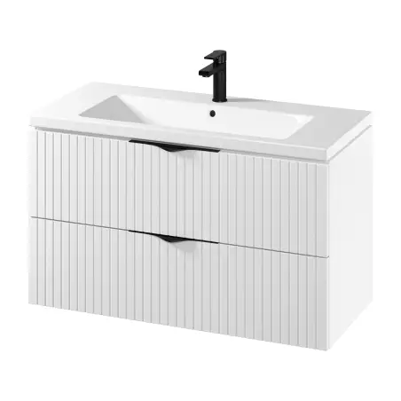 Mirall Vertica møbelpakke 100x45,5 cm, m/skuffer, Mat hvid, valgfrit greb