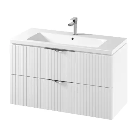 Mirall Vertica møbelpakke 100x45,5 cm, m/skuffer, Mat hvid, valgfrit greb