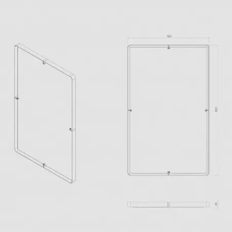 Toni Copenhagen rektangulært spejl, 50 x 80 cm, Krom