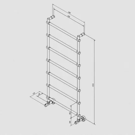 Toni Copenhagen håndklædetørre, 7 ribber, til vand, Bruneret messing