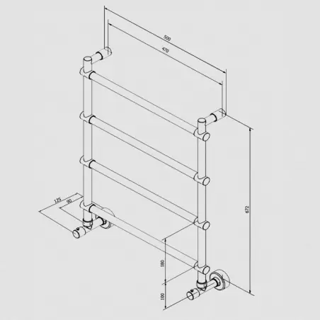 Toni Copenhagen håndklædetørre, 4 ribber, til vand, Nikkel
