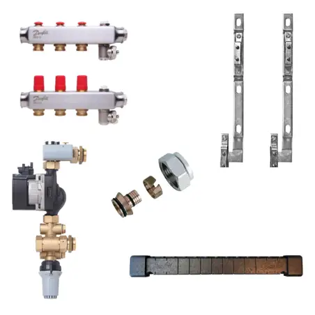 Danfoss fordelerrør med gulvevarmeshunt, 3 kredse