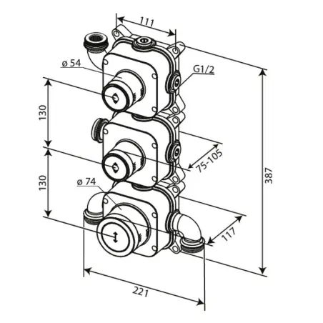 Damixa XS1/XS2 indbygningsdel inkl. lækagesikringer