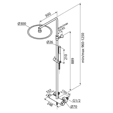 Damixa Iris brusesystem, børstet kobber
