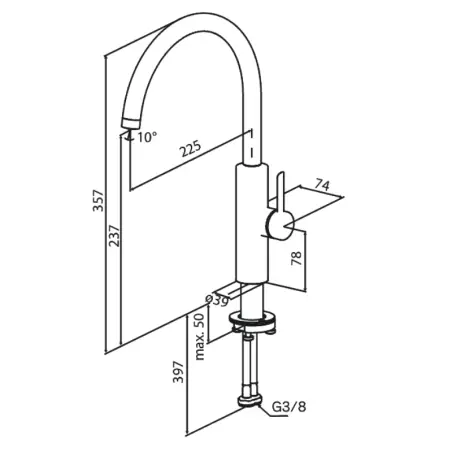 Damixa Iris køkkenarmatur, Krom