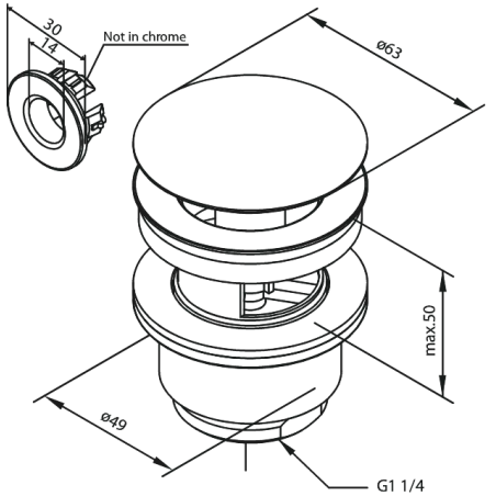Damixa Silhouet bundventil med overløb - Klik-funktion - Børstet bronze