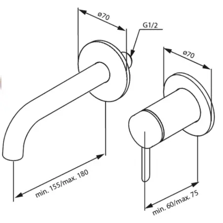 Damixa Iris indbygningsarmatur (180 mm) - Mat sort