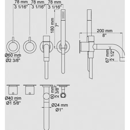 Vola 641DT8-19 Kararmatur - poleret natur messing