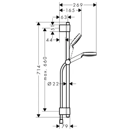 Hansgrohe crometta Vario brusesæt 72 cm, krom/hvid