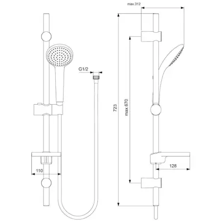 Ideal Standard Idealrain M1 brusesæt, Ø100, krom