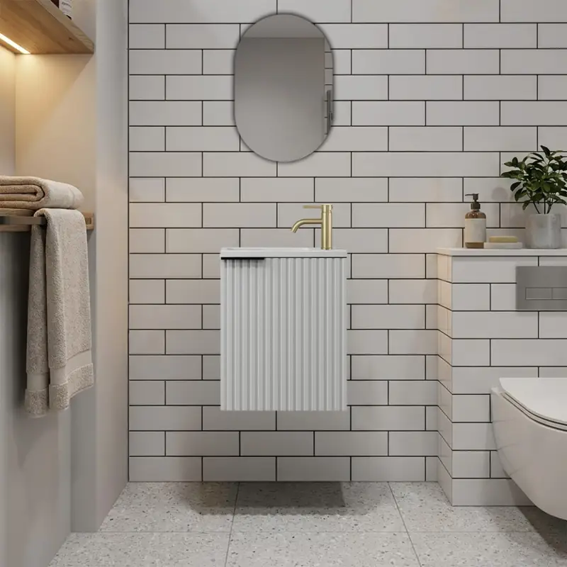 Nortiq Verona baderumsmøbel m/låge og spejl, 40 cm, Mat hvid