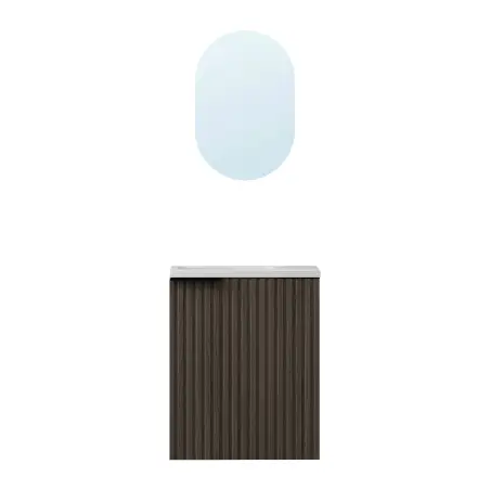 Nortiq Verona baderumsmøbel m/låge og spejl, 40 cm, Wood