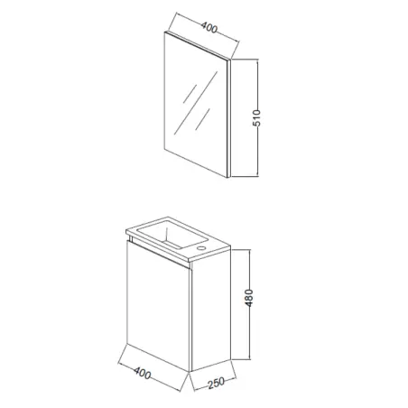 Nortiq Pisa baderumsmøbel m/låge og spejl, 40 cm, Halifax eg