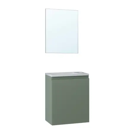 Nortiq Pisa baderumsmøbel m/låge og spejl, 40 cm, Støvet grøn