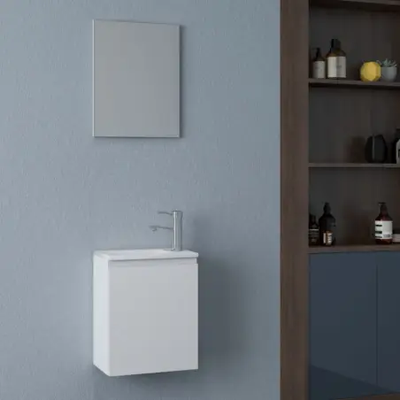 Nortiq Pisa baderumsmøbel m/låge og spejl, 40 cm, Mat hvid