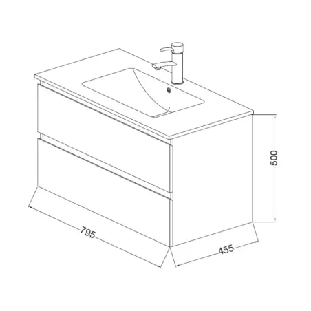 Nortiq Brazil møbelpakke m/skuffer, 80 cm, Mat sort