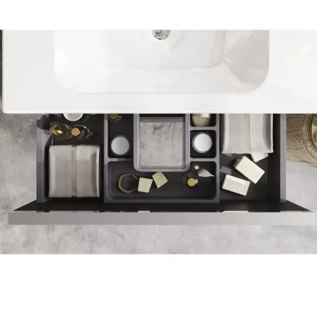 Mirall Hue 3 møbelpakke 100x45 cm, med skuffer, valgfrit greb, Fjordgrøn