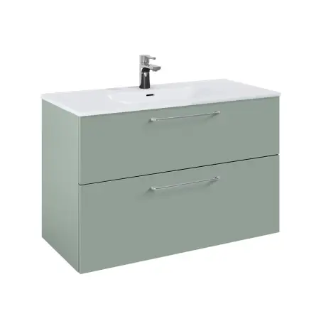 Mirall Hue 3 møbelpakke 100x45 cm, med skuffer, valgfrit greb, Fjordgrøn