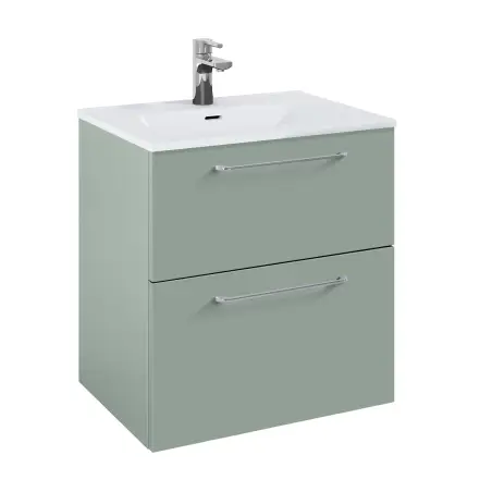 Mirall Hue 3 møbelpakke 60x45 cm, med skuffer, valgfrit greb, Fjordgrøn