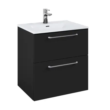 Mirall Hue 3 møbelpakke 60x45 cm, med skuffer, valgfrit greb, Mat sort