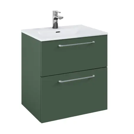 Mirall Hue 3 møbelpakke 60x45 cm, med skuffer, valgfrit greb, Skovgrøn