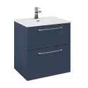 Mirall Hue 3 møbelpakke 60x45 cm, med skuffer, valgfrit greb, Marine blå
