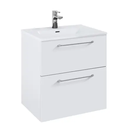 Mirall Hue 3 møbelpakke 60x45 cm, med skuffer, valgfrit greb, Mat hvid