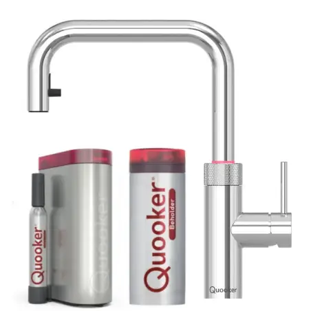Quooker Flex Square Krom 5i1, inkl Combi+ beholder & Cube køler