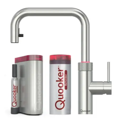 Quooker Flex Square Rustfrit stål 5i1, inkl Combi+ beholder & Cube køler